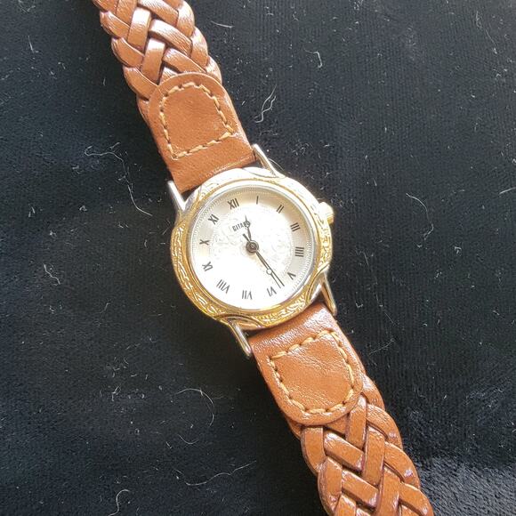 Vintage Gitano Quartz Watch Brown Braided Band Roman Dial Retro Gift for Her - Picture 10 of 10